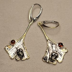 Sterling silver and Baltic amber earrings